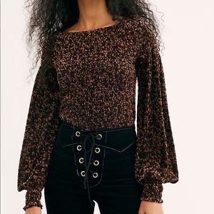 Free People Leopard Blouse